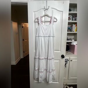 LOFT white dress with colorful accents